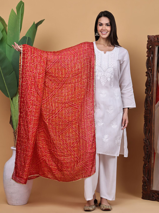 LOOM LEGACY Bandhani Printed Gotta Patti Dupatta