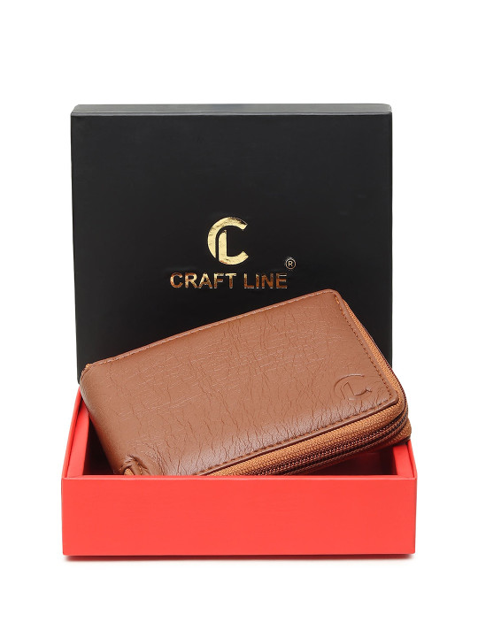 CRAFT LINE Men Textured Zip Around Wallet