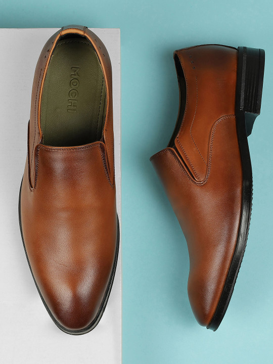 Mochi Men Leather Formal Slip On Shoes