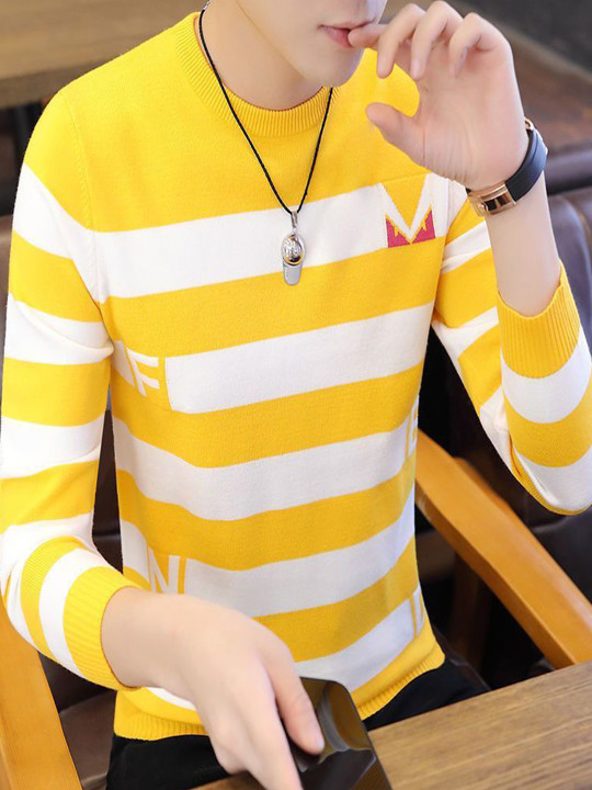StyleCast Men Striped Round Neck Pullover