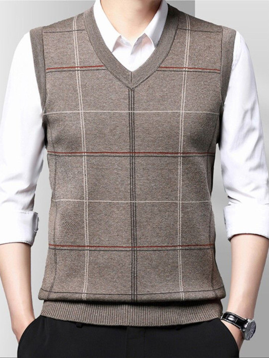 StyleCast Men Checked Sleeveless Sweater Vest
