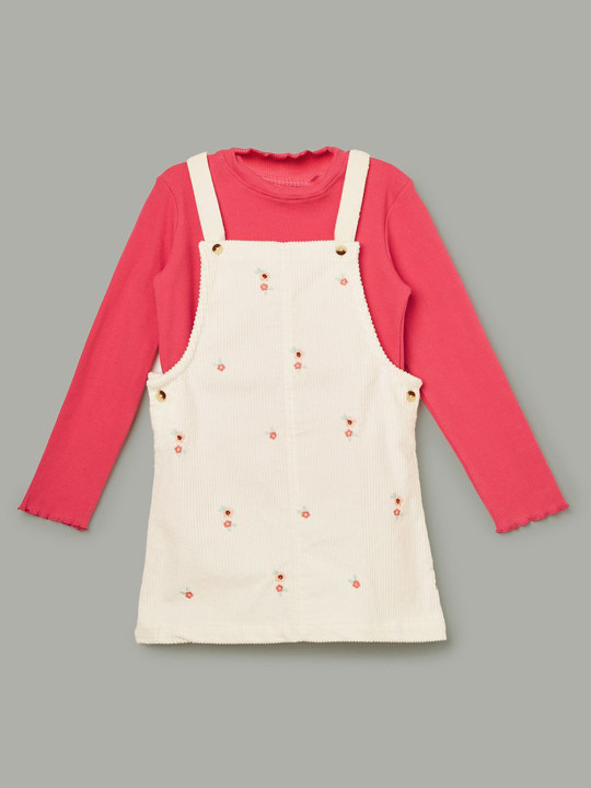 Fame Forever by Lifestyle Girls Printed Cotton Dungarees With T-Shirt