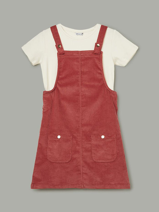 Fame Forever by Lifestyle Girls Cotton Dungarees With T-Shirt