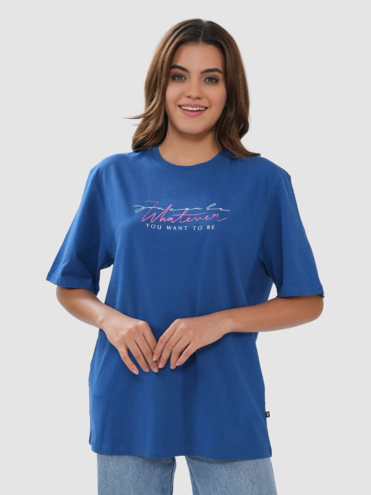 Bonjour Women Typography Printed Round Neck Relaxed Fit T-shirt