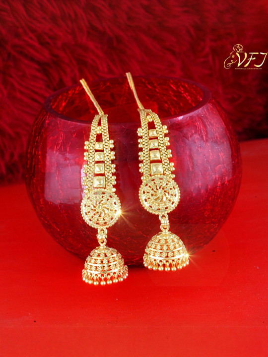 VIVASTRI Gold-Plated Dome Shaped Jhumkas