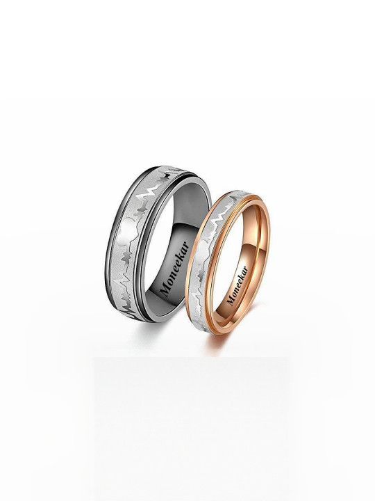 Moneekar Jewels Unisex Set of 2 Titanium Couple Finger Rings