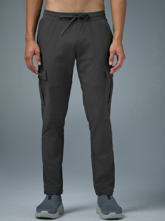 Technosport Men Solid Relax Fit Sports Cargo Trackpants with TS FLEXI
