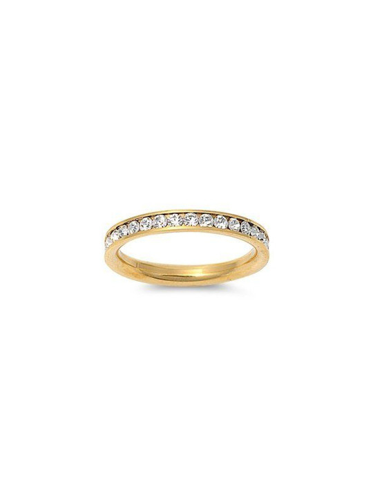 Moneekar Jewels Unisex Gold-Tone Titanium Channel-Set Cubic Zirconia Finger Ring