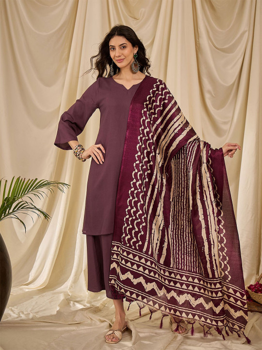 InWeave Striped Tasselled Dupatta