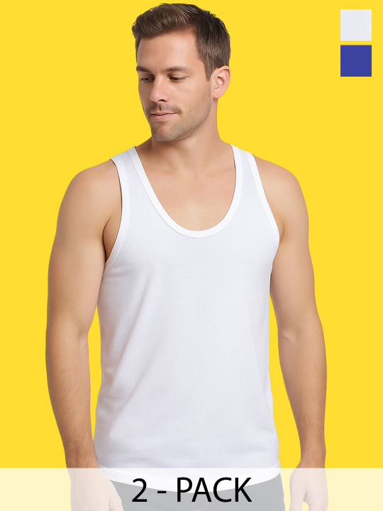 Friskers Pack Of 2 Pure Cotton Gym Vests