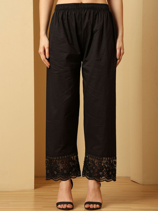 URBAN KANYA Women Floral Embroidered Straight Regular Palazzos