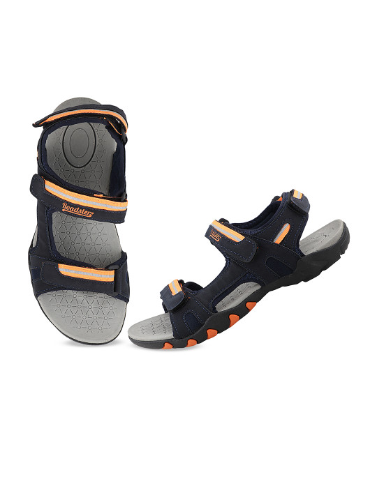 Roadster The Lifestyle Co. Men Navy Blue & Orange Velcro Sports Sandals