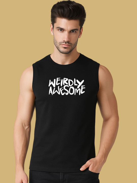 FBAR Printed Round Neck Sleeveless Pure Cotton Gym Vest