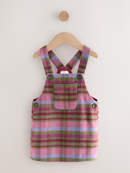 NEXT Girls Checked Pinafore Mini Dress