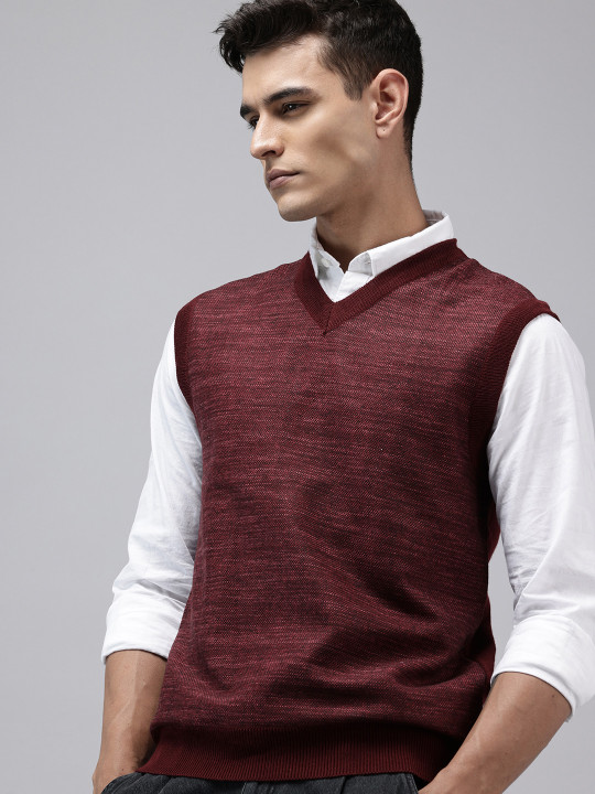 ColorPlus Self Design Knitted Pullover Sweater Vest