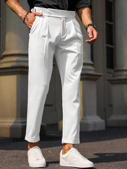 BROADSTAR Men Smart Slim Fit Easy Wash Pleated Trousers
