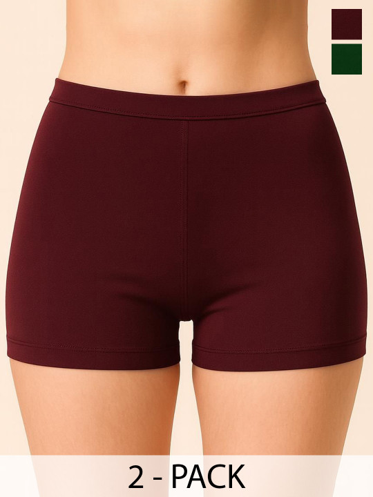 CKARFE Women Pack Of 2 Combed Cotton Boy Shorts Briefs