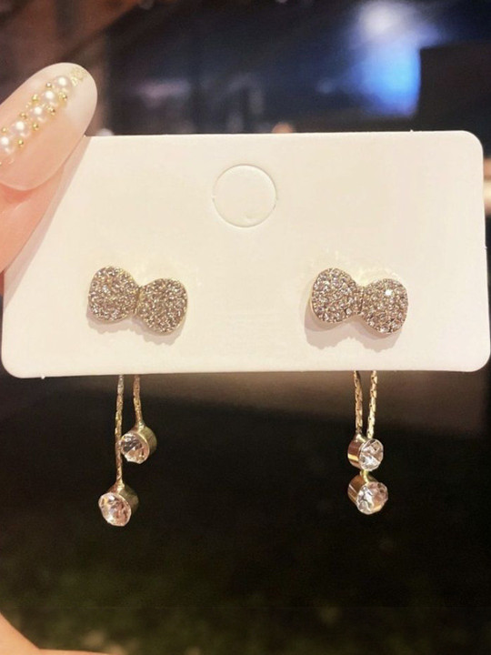 TheVineGirl Women Gold-Plated Cubic Zirconia Drop Earrings
