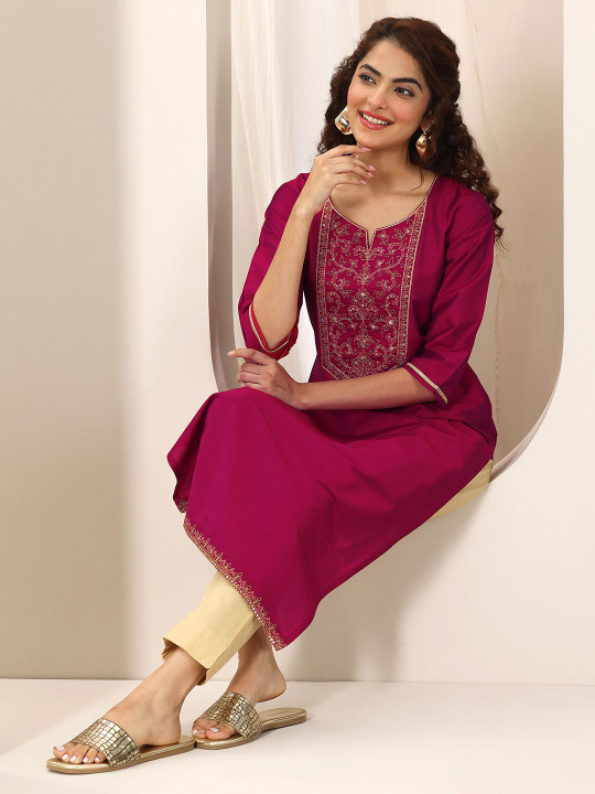 Libas Women Floral Yoke Design Kurta