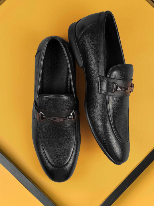 Mochi Men Textured Leather Formal Loafers