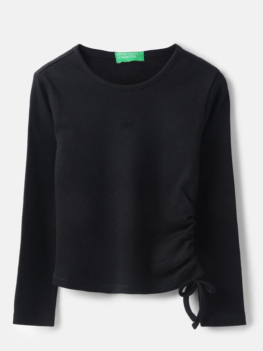 United Colors of Benetton Girls Ribbed Round Neck Cotton Top