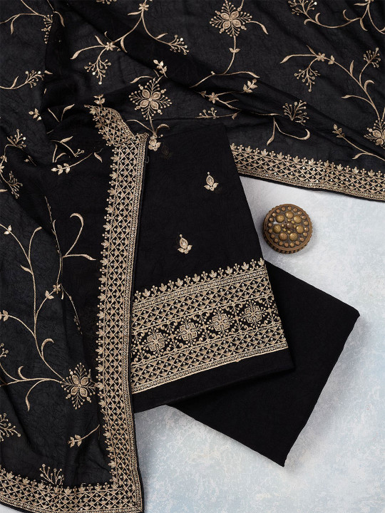 Koskii Women Floral Embroidered Unstitched Dress Material