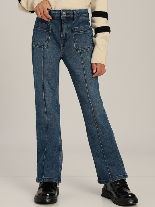 Vero Moda Girls Bootcut High-Rise Stretchable Jeans