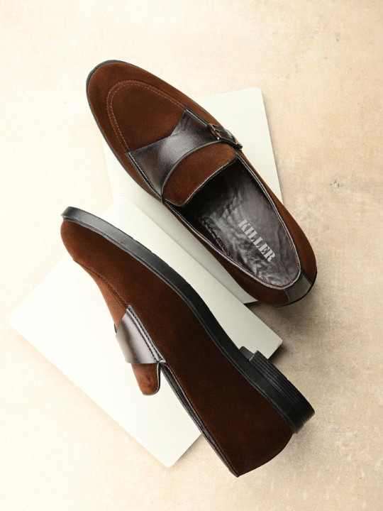 Killer Men Suede Penny Loafers With Buckles