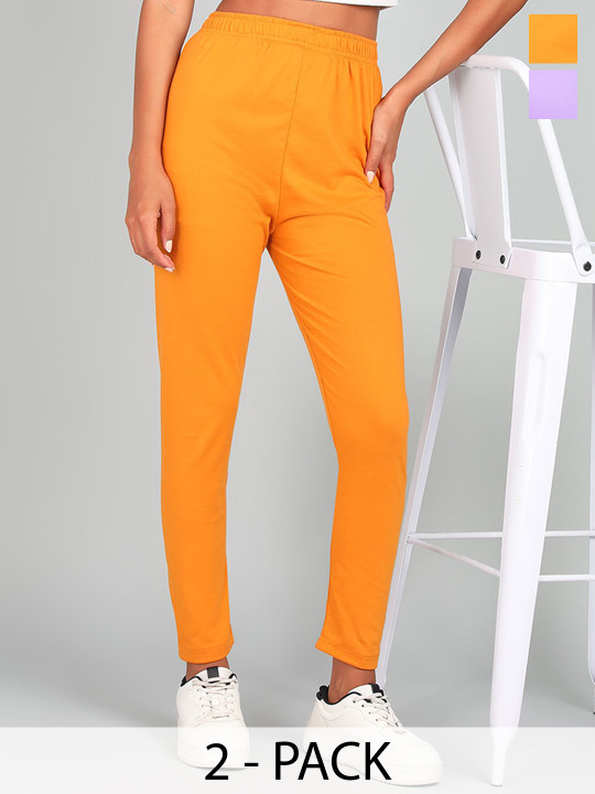 PAAVKI Pack Of 2 Pure Cotton Mid Rise Ankle-Length Leggings