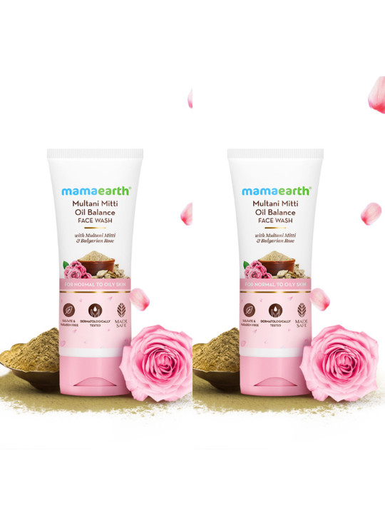 Mamaearth Set Of 2 Multani Mitti Face Wash For Oil Control & Acne - 100ml Each