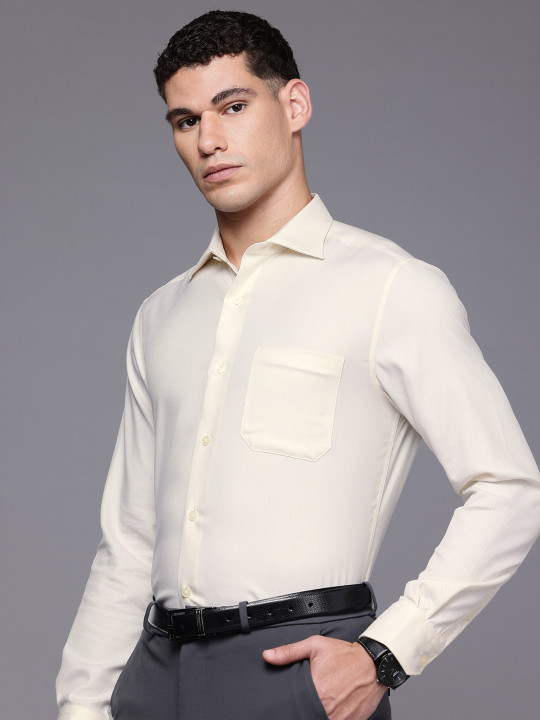 Louis Philippe Classic Fit Self Design Textured Pure Cotton Formal Shirt