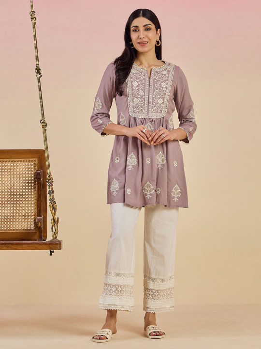 Lakshita Women Embroidered Bell Sleeves Tunic