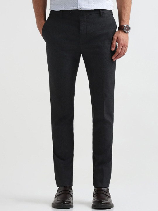 Arrow Men Heathered Slim Fit Mid-Rise Formal Trousers