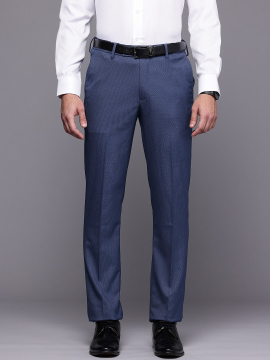 Louis Philippe Men Self Design Slim Fit Formal Trousers