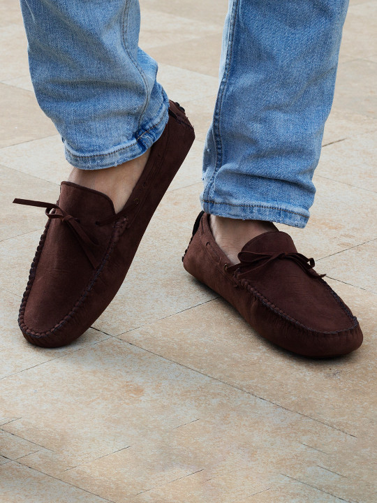 Big Fox Men Pointed Toe Suede Penny Loafers
