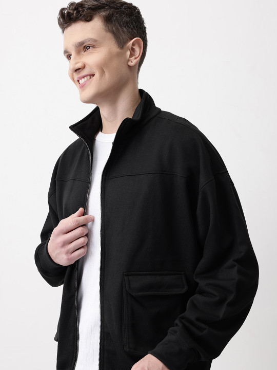Mast & Harbour Mock Collar Front-Open Sweatshirt