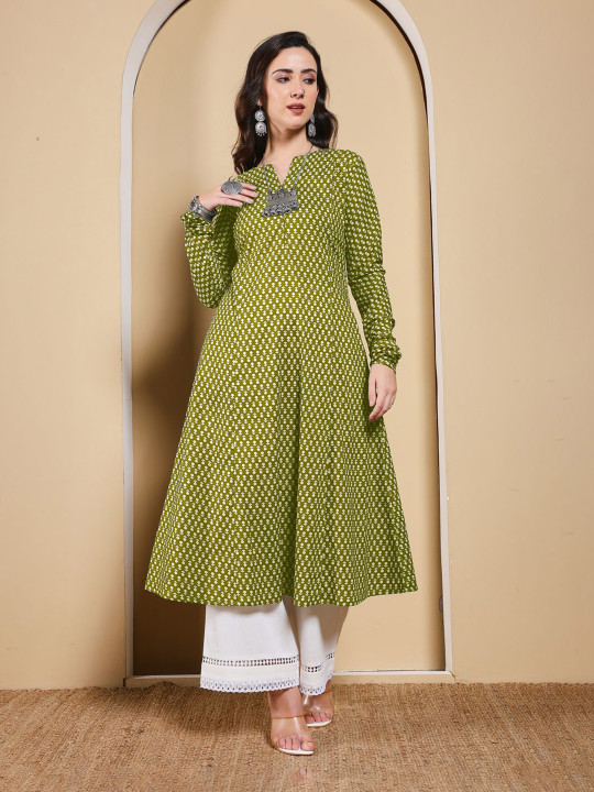 FIORRA Women Floral Printed Daily Cotton A-Line Kurta