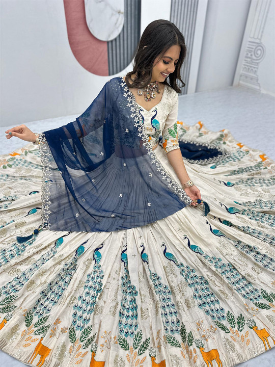 Siya Fashion Embroidered Semi-Stitched Lehenga & Unstitched Blouse With Dupatta