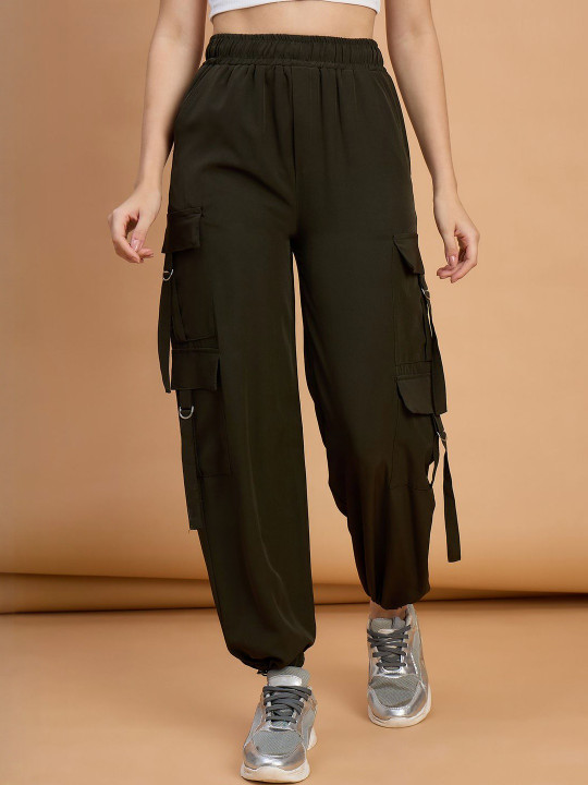Roadster Women Relaxed Loose Fit High-Rise Cargo Trouser