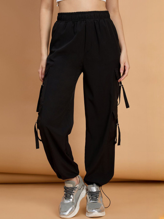 Roadster Women Relaxed Loose Fit High-Rise Cargos Trousers