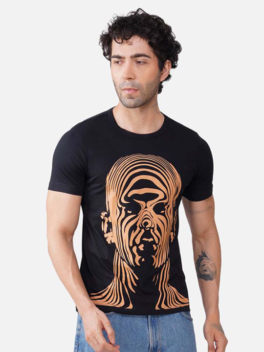 Wear Your Mind Men Graphic Printed Round Neck Pure Cotton T-shirt