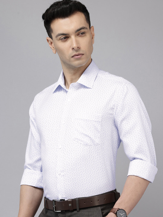 Van Heusen Custom Fit Geometric Printed Pure Cotton Formal Shirt