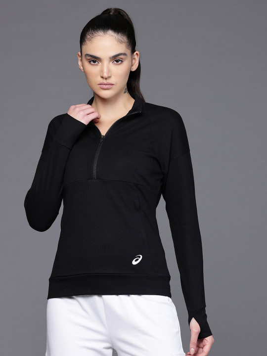 ASICS Raglan Sleeves Half Zipper Training Sweatshirt With Thumbholes