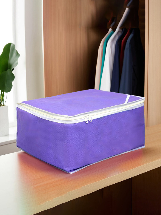 Kuber Industries Purple Solid Wardrobe Organiser