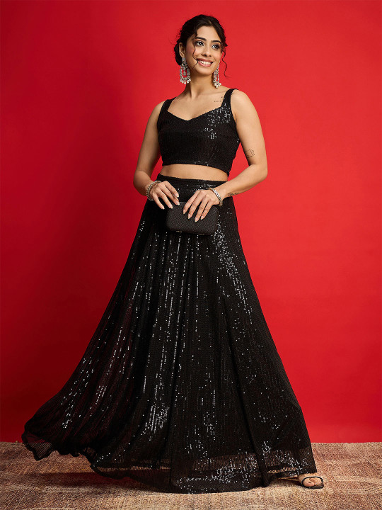 Shae by SASSAFRAS Embellished Sequinned Velvet Ready To Wear Lehenga & Blouse