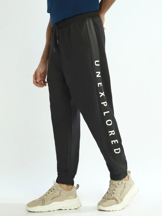 NOBERO Men Printed Pure Cotton Mid-Rise Oversized Joggers