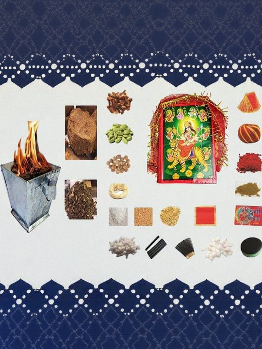 Vrinde Navratri Pooja Samagri Kit with 1 Photo & Hawan Cup