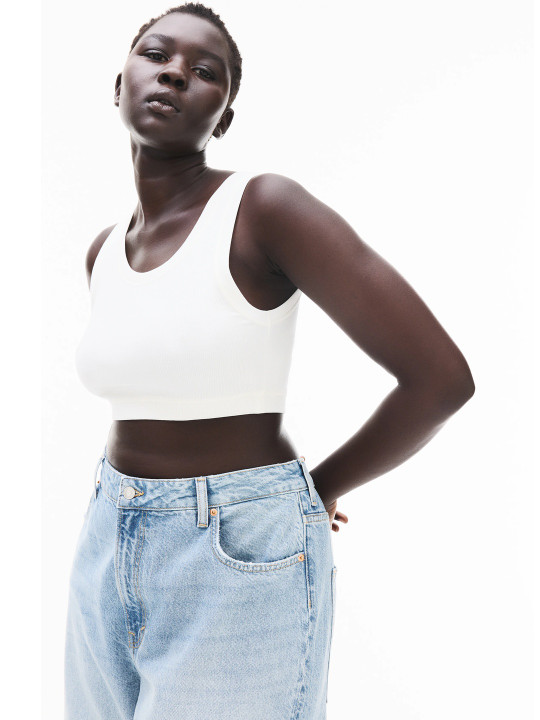 H&M Cropped Ribbed Vest Top
