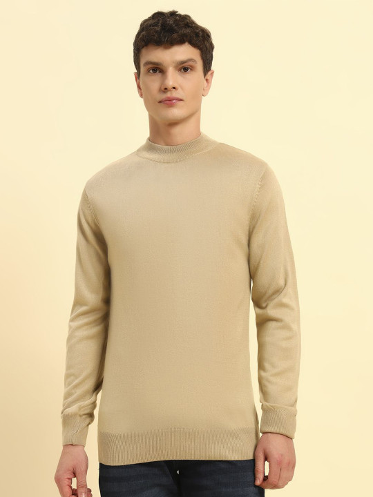 Cantabil Men Solid Mock Neck Full Sleeve Pullover