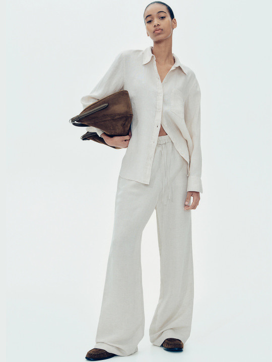 H&M Women Linen-Blend Trousers